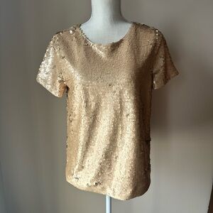 J. Crew Gold Sequin Short Sleeve Top